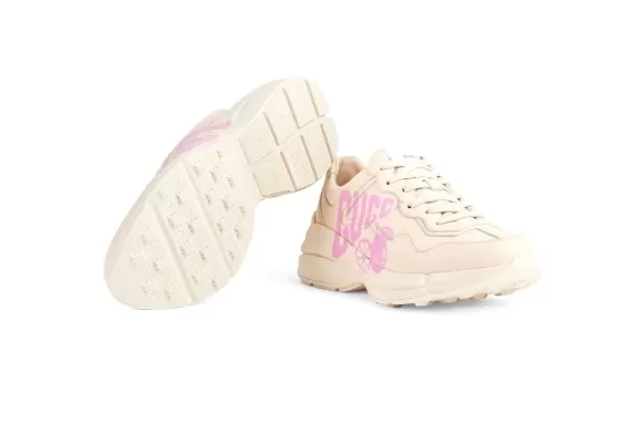 Gucci Lemon Gucci-print Rhyton leather sneakers