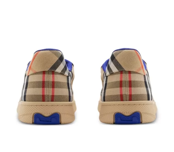 Box checked beige sneakers